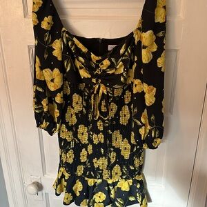 Cottage core Puff Sleeve Drop waist Floral Mini Dress